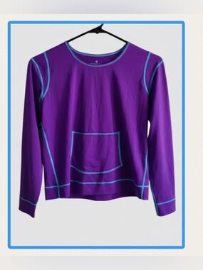 Athleta Lululemon Purple Shirt With Blue Trim~Size Small